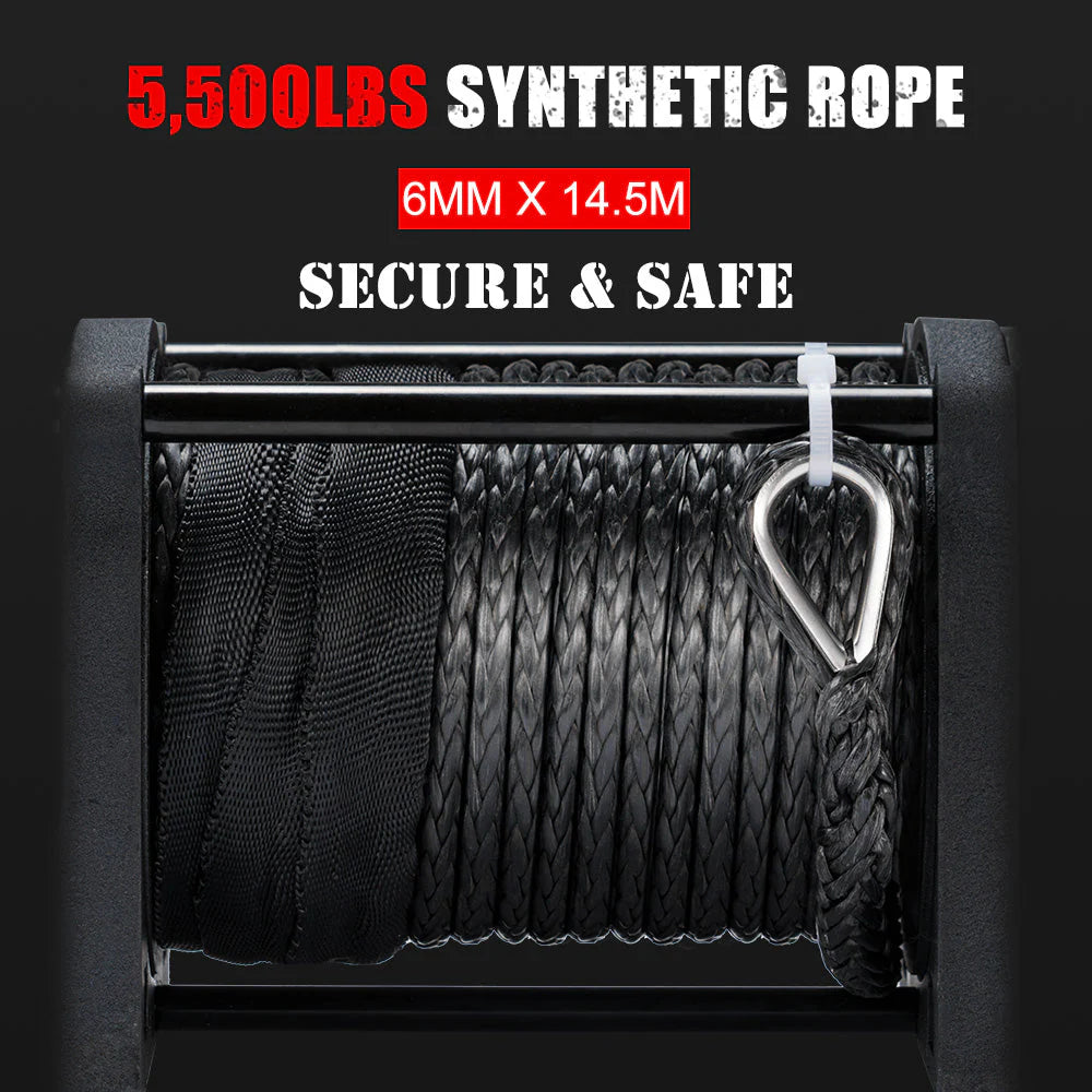 Fieryred Electric Winch 12V 5500LBS(2494KG) Synthetic Rope Wireless Remotes ATV UTV Boat - image 6