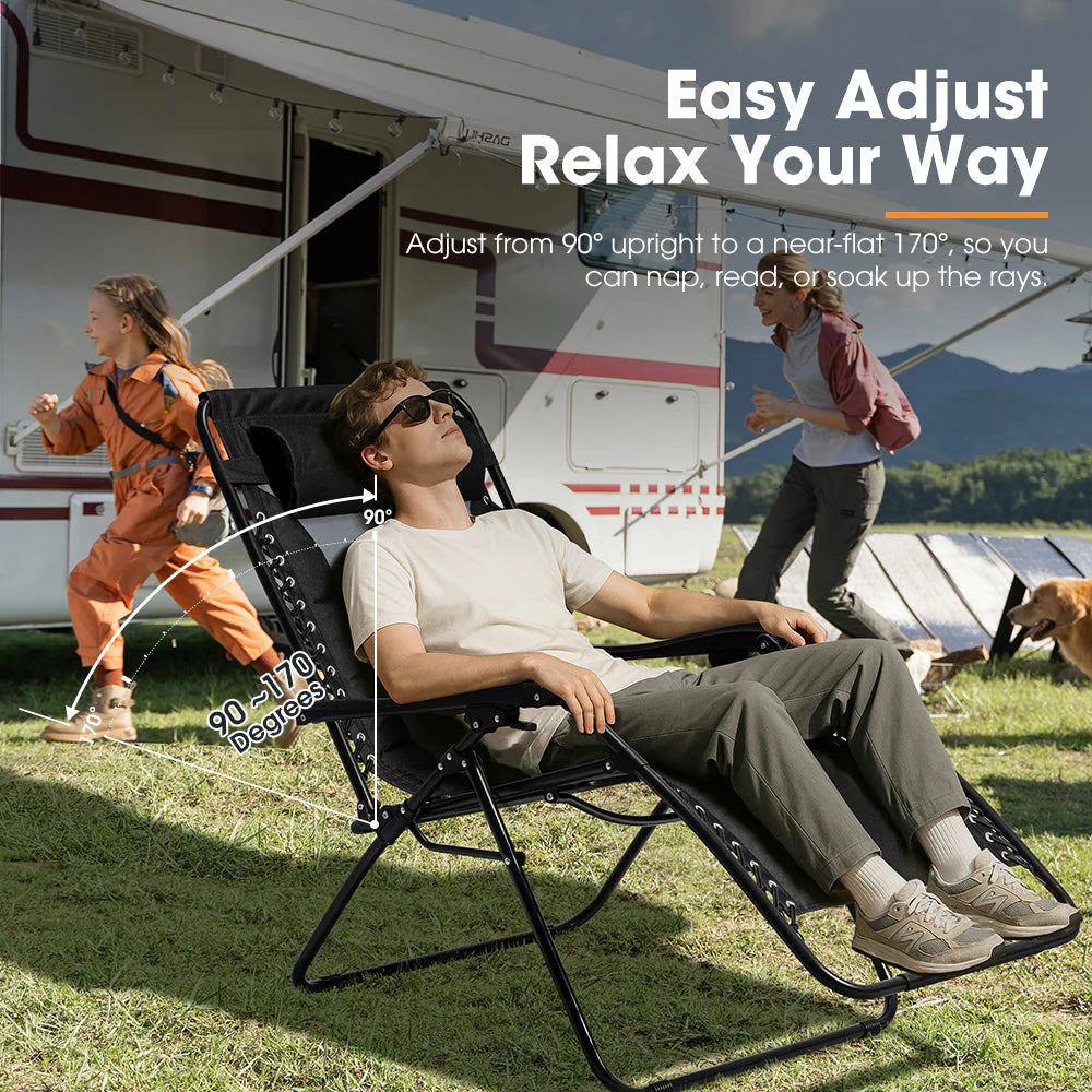 San Hima Folding Camping Chair Portable Lounge Recliner Thick Padding - image 3