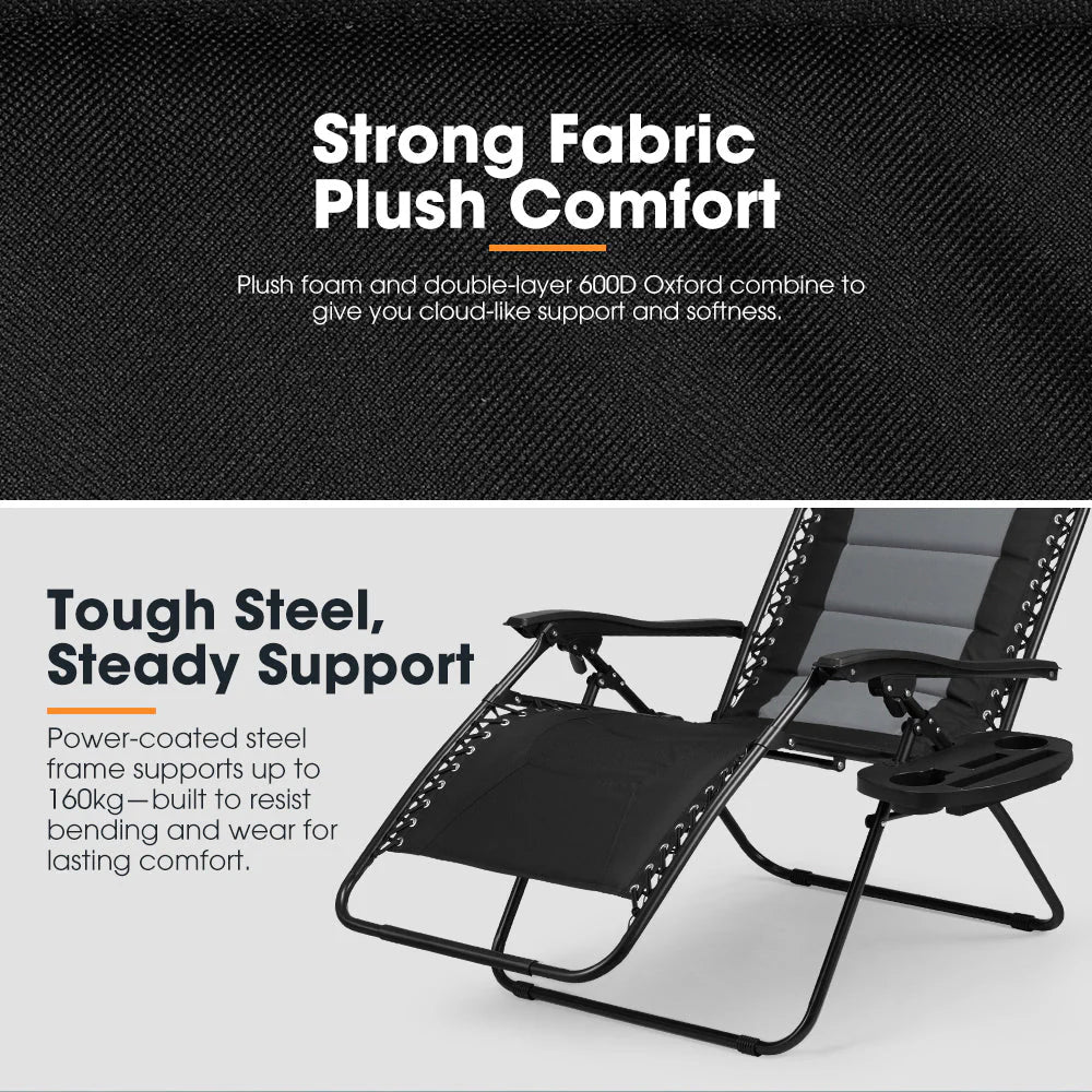 San Hima Folding Camping Chair Portable Lounge Recliner Thick Padding - image 4