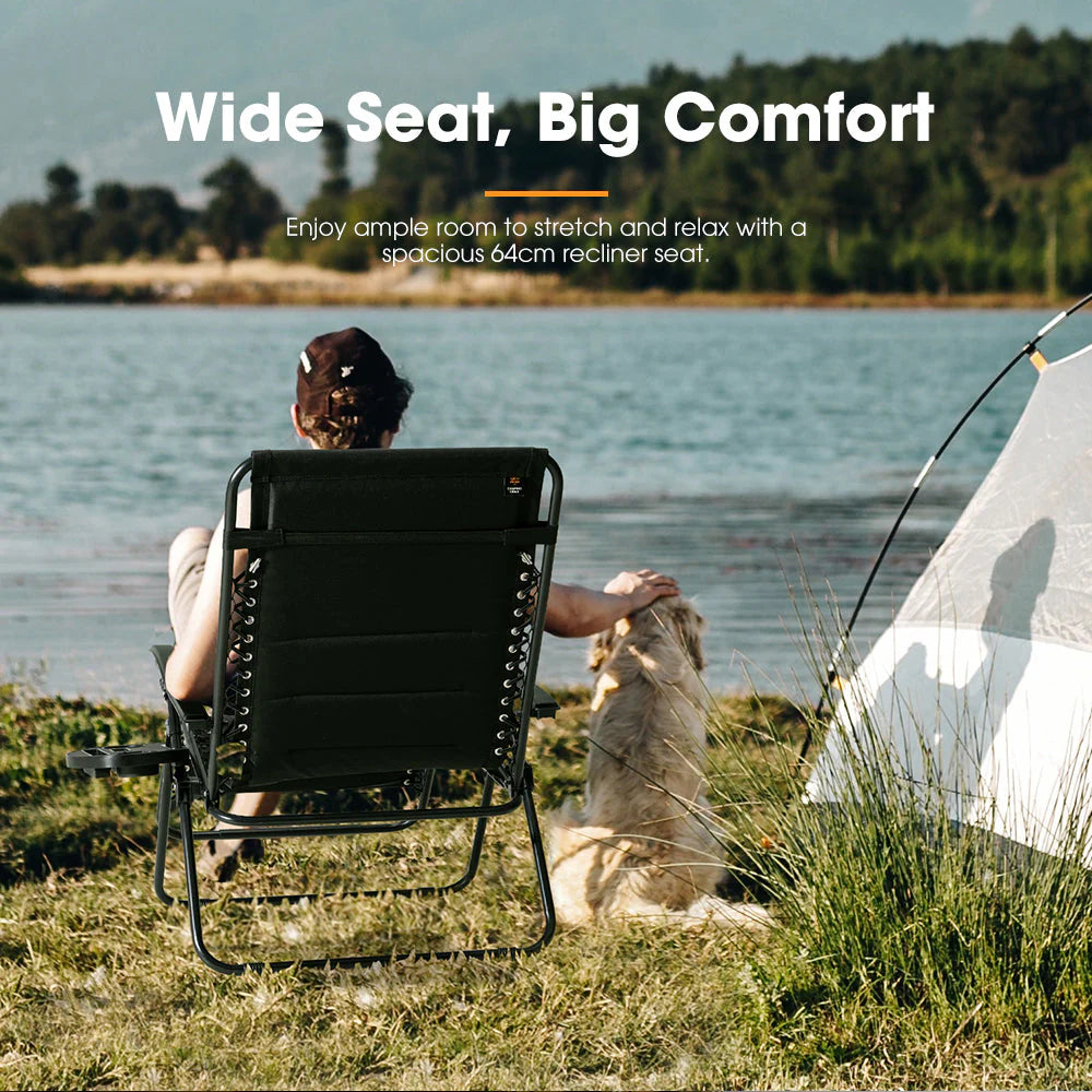 San Hima Folding Camping Chair Portable Lounge Recliner Thick Padding - image 5