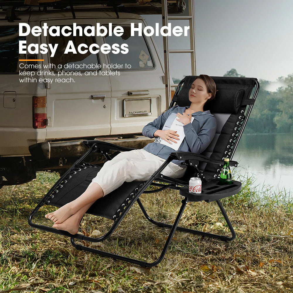 San Hima Folding Camping Chair Portable Lounge Recliner Thick Padding - image 6