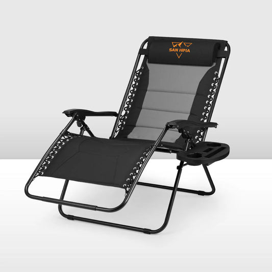 San Hima Folding Camping Chair Portable Lounge Recliner Thick Padding