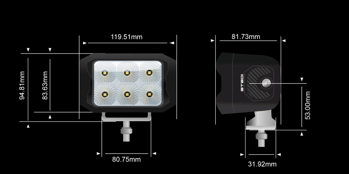 STEDI G6 Work Light dimensions diagram