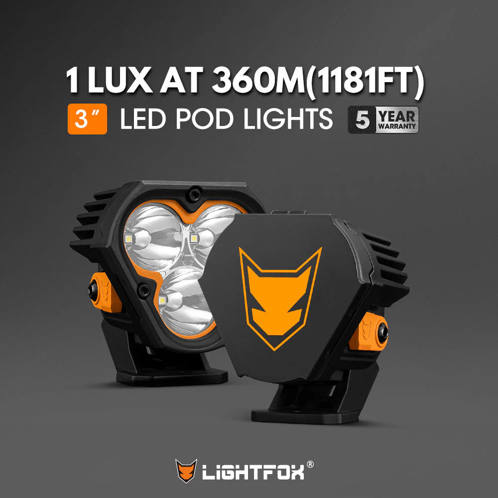 Lightfox Cygnus-3 3inch Pair LED Pod Lights 1Lux@1,181ft IP68 3,236 - image 2