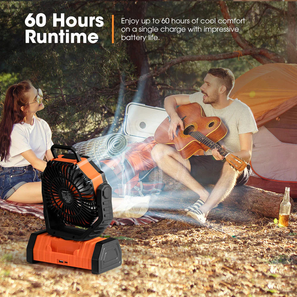 San Hima 20000mAh Portable Camping Fan Rechargeable Tent Fan With LED Light USB - image 3