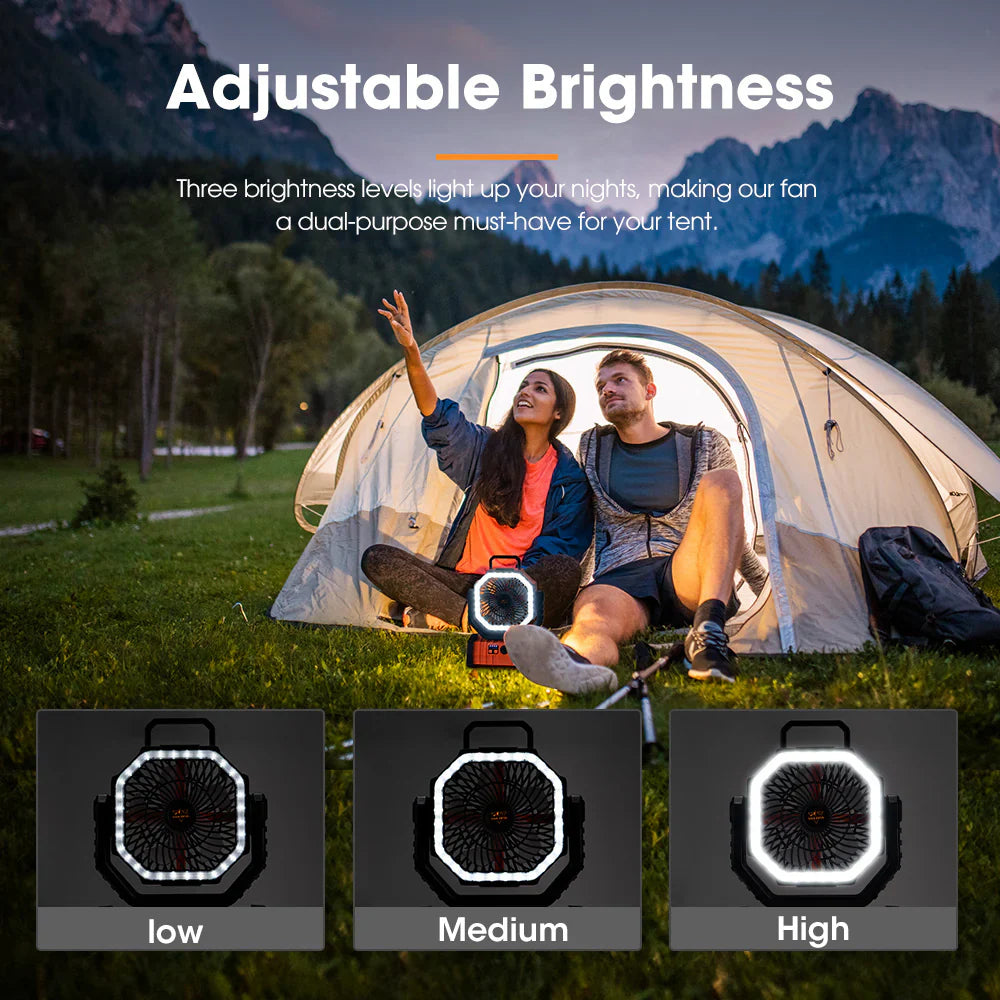 San Hima 20000mAh Portable Camping Fan Rechargeable Tent Fan With LED Light USB - image 4