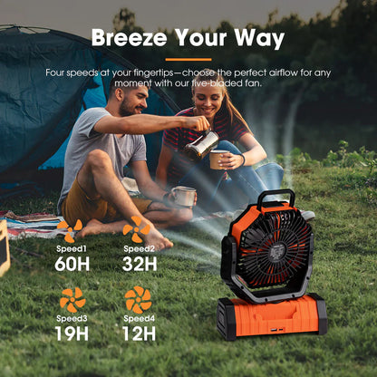 San Hima 20000mAh Portable Camping Fan Rechargeable Tent Fan With LED Light USB - image 5