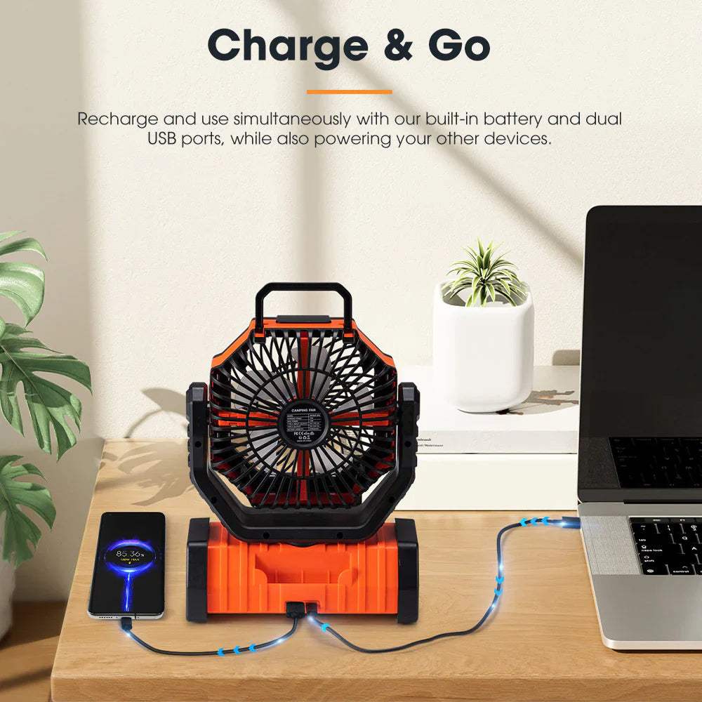 San Hima 20000mAh Portable Camping Fan Rechargeable Tent Fan With LED Light USB - image 7