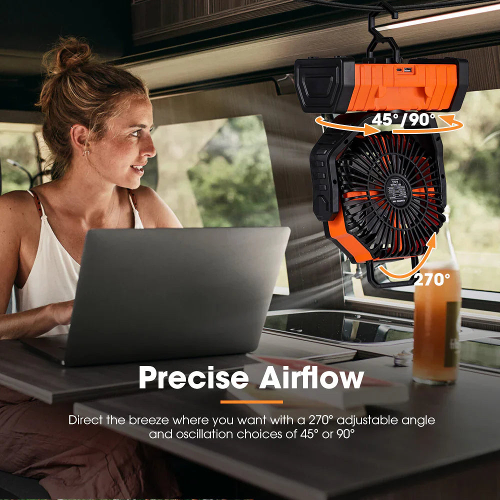 San Hima 20000mAh Portable Camping Fan Rechargeable Tent Fan With LED Light USB - image 9