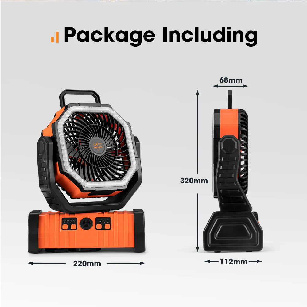 San Hima 20000mAh Portable Camping Fan Rechargeable Tent Fan With LED Light USB - image 10