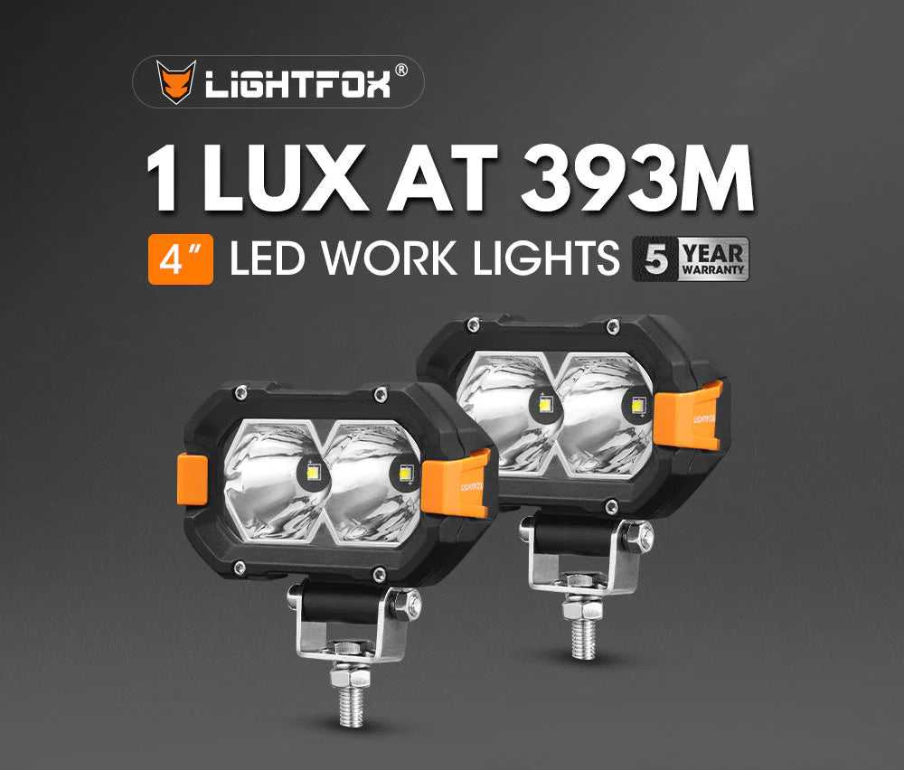 Lightfox Pair 4inch Osram LED Work Lights 1Lux @ 393m 4,600Lumens - image 2