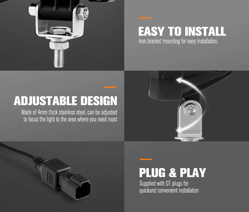 Lightfox Pair 4inch Osram LED Work Lights 1Lux @ 393m 4,600Lumens - image 8