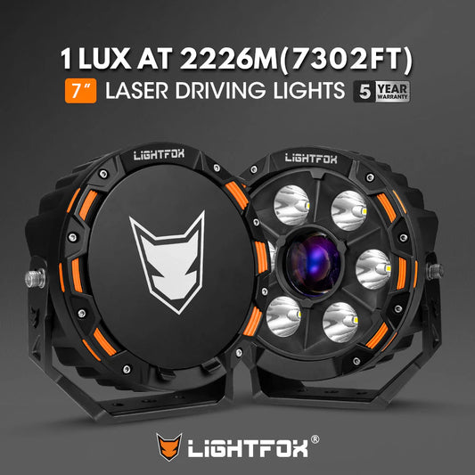 Lightfox 7inch Laser LED Driving Lights 1Lux@7,302ft/2,226m IP68 11,285 Lumens - image 2