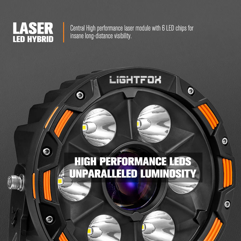 Lightfox 7inch Laser LED Driving Lights 1Lux@7,302ft/2,226m IP68 11,285 Lumens - image 3