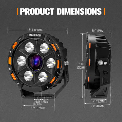 Lightfox 7inch Laser LED Driving Lights 1Lux@7,302ft/2,226m IP68 11,285 Lumens - image 9