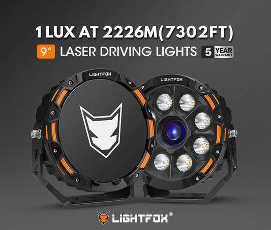 Lightfox 9inch Laser LED Driving Lights 1Lux@7,302ft/2,226m IP68 15,046 Lumens - image 2