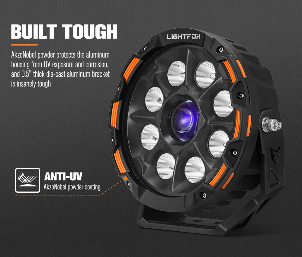 Lightfox 9inch Laser LED Driving Lights 1Lux@7,302ft/2,226m IP68 15,046 Lumens - image 6