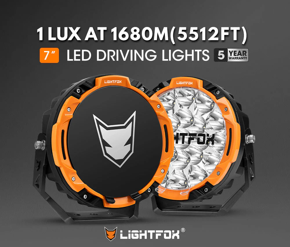 Lightfox 7inch LED Driving Light set with DRL 1Lux@5,512ft/1,680m IP68 13,600 Lumens - image 2