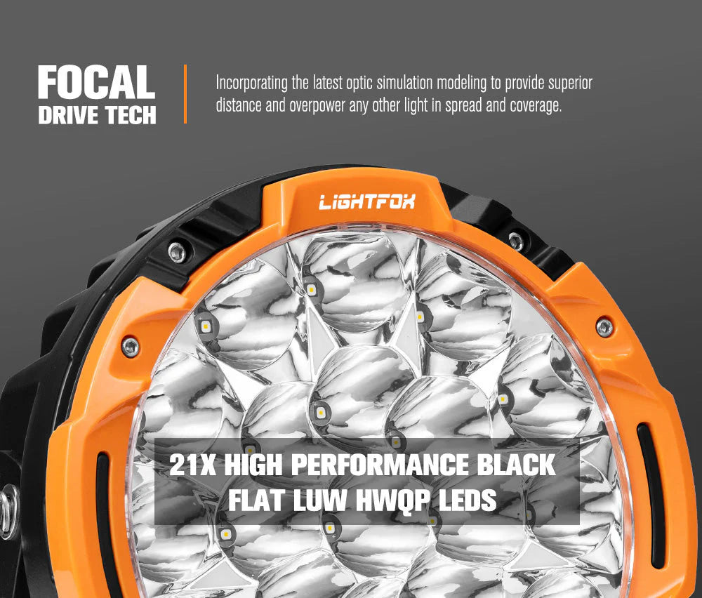 Lightfox 7inch LED Driving Light set with DRL 1Lux@5,512ft/1,680m IP68 13,600 Lumens - image 3