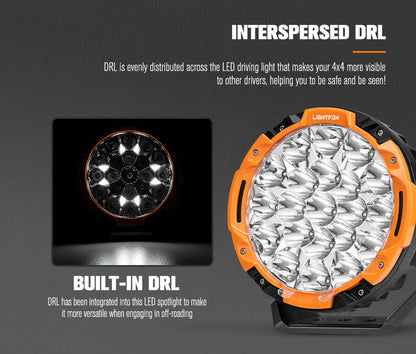 Lightfox 7inch LED Driving Light set with DRL 1Lux@5,512ft/1,680m IP68 13,600 Lumens - image 4