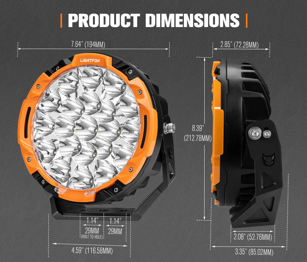 Lightfox 7inch LED Driving Light set with DRL 1Lux@5,512ft/1,680m IP68 13,600 Lumens - image 9