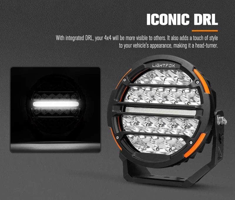 Lightfox Polaris 7 inch and 9 inch Osram LED Driving Lights with DRL