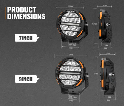 Lightfox Polaris 7 inch and 9 inch Osram LED Driving Lights with DRL