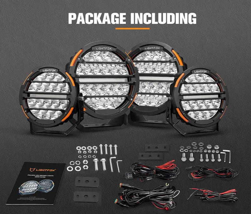 Lightfox Polaris 7 inch and 9 inch Osram LED Driving Lights with DRL