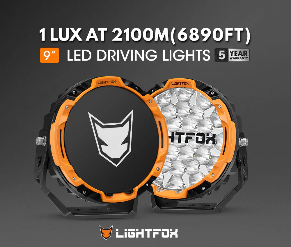 Lightfox 9inch LED Driving Light set with DRL 1Lux@6,890ft/2,100m IP68 16,342 Lumens - image 2