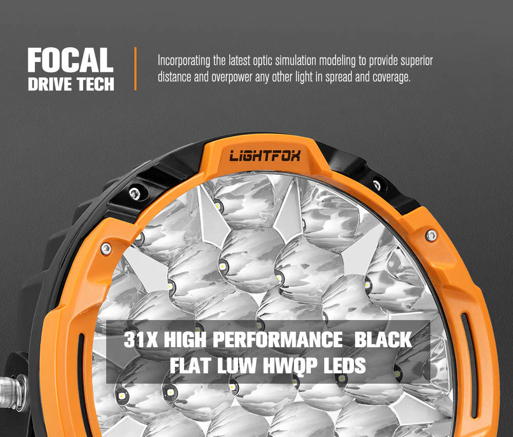 Lightfox 9inch LED Driving Light set with DRL 1Lux@6,890ft/2,100m IP68 16,342 Lumens - image 3