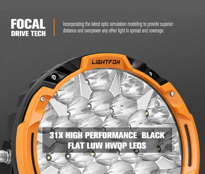 Lightfox 9inch LED Driving Light set with DRL 1Lux@6,890ft/2,100m IP68 16,342 Lumens - image 3