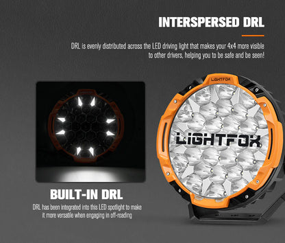 Lightfox 9inch LED Driving Light set with DRL 1Lux@6,890ft/2,100m IP68 16,342 Lumens - image 4