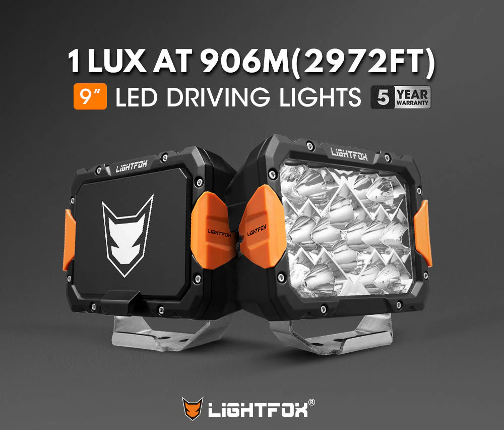 Lightfox Pegasus Series 9inch LED Driving Light set 1Lux@2,972ft/906m IP68 - image 2