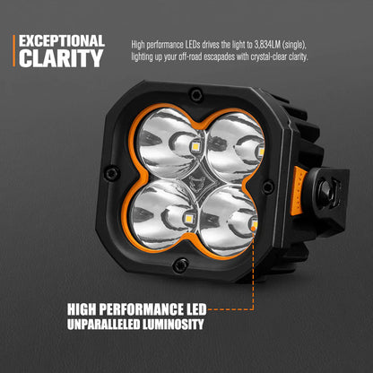 Lightfox Cygnus-4 3inch Pair LED Pod Lights 1Lux@1,248 ft IP68 3,834 - image 3