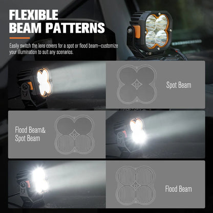 Lightfox Cygnus-4 3inch Pair LED Pod Lights 1Lux@1,248 ft IP68 3,834 - image 5