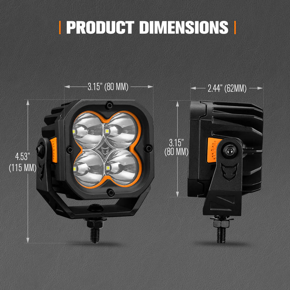Lightfox Cygnus-4 3inch Pair LED Pod Lights 1Lux@1,248 ft IP68 3,834 - image 9