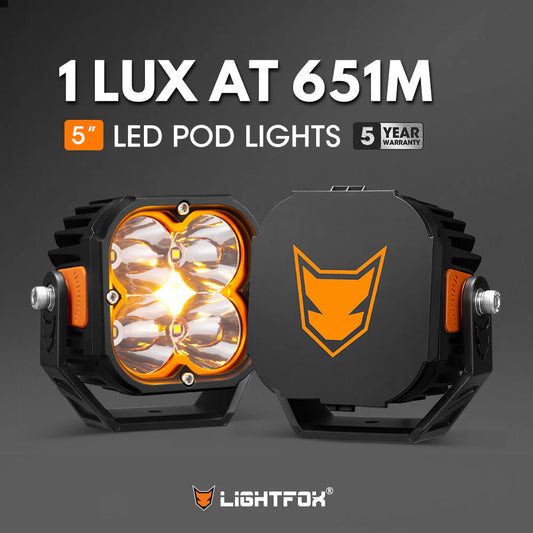 Lightfox Cygnus Pair 5inch Osram LED Pod Lights 1Lux@651m 14,106 Lumens - image 2