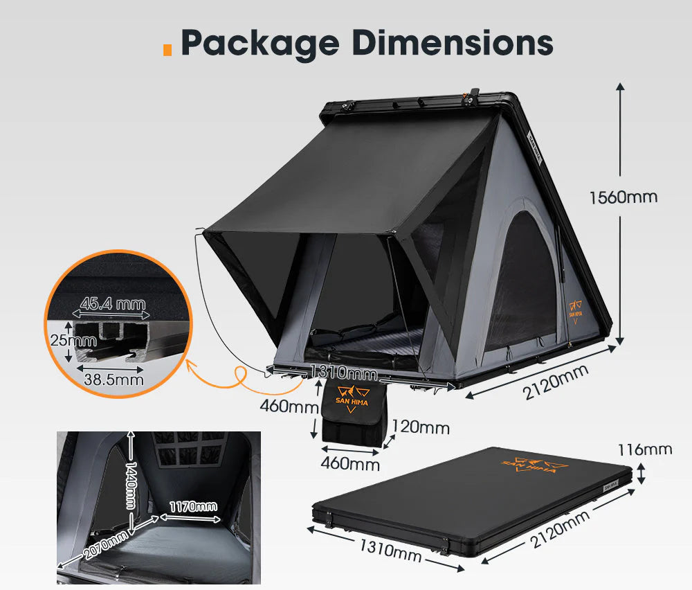 San Hima Kalbarri Lite Rooftop Tent Hardshell With Ladder Grey - image 9