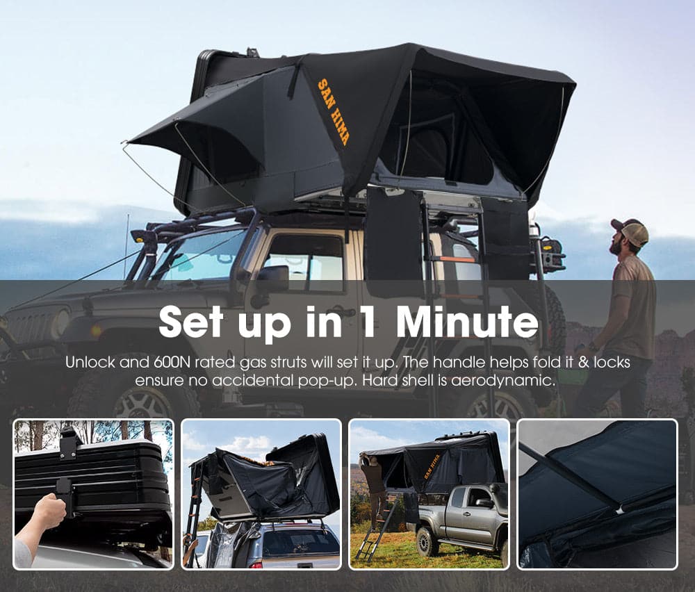 San Hima Jervis Pro Roof Top Tent Hardshell Side Opening With Ladder - image 4
