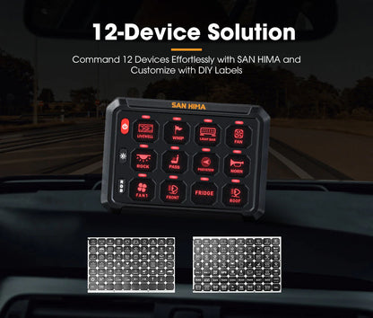 San Hima 12 Gang Bluetooth Switch Panel 12V/24V ON-OFF LED Control - image 3
