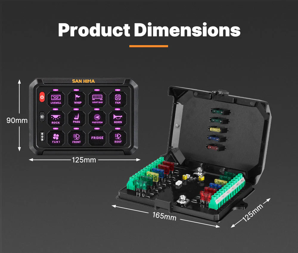 San Hima 12 Gang Bluetooth Switch Panel 12V/24V ON-OFF LED Control - image 9