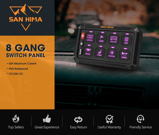 San Hima 8 Gang Bluetooth Switch Panel 12V/24V ON-OFF LED Control - image 2
