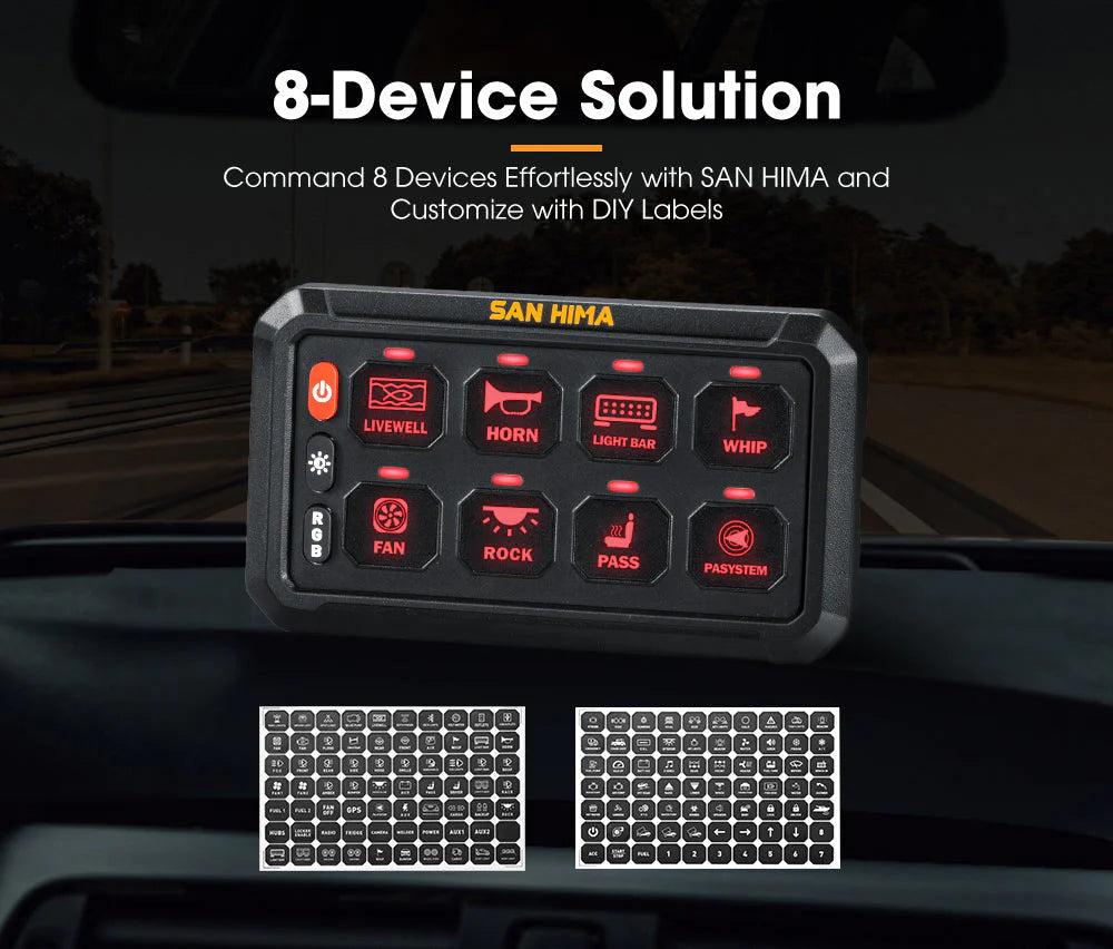 San Hima 8 Gang Bluetooth Switch Panel 12V/24V ON-OFF LED Control - image 3