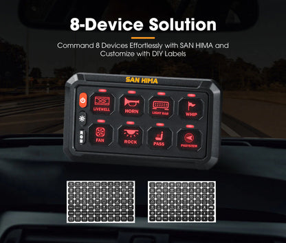 San Hima 8 Gang Bluetooth Switch Panel 12V/24V ON-OFF LED Control - image 3