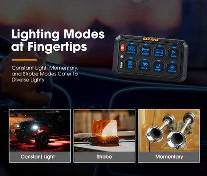 San Hima 8 Gang Bluetooth Switch Panel 12V/24V ON-OFF LED Control - image 6