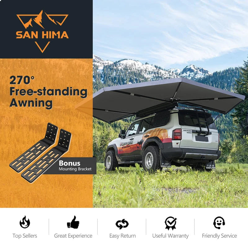 San Hima 270 Degree Awning Free-Standing Camping With L Brackets Passenger Side