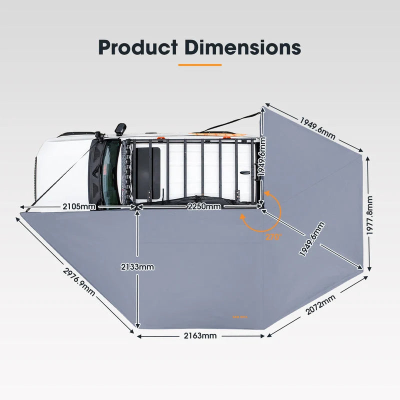 San Hima 270 Degree Awning Free-Standing Camping With L Brackets Passenger Side - image 8