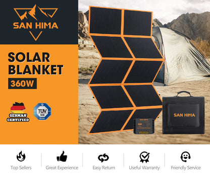 San Hima 12V 360W Folding Solar Blanket Flexible Blanket Kit - image 2