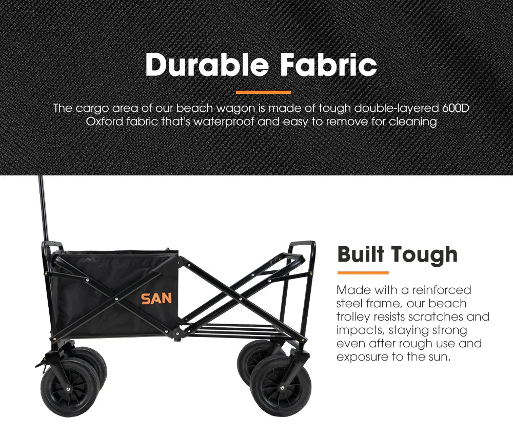 San Hima Folding Camping Wagon 120kg Beach Trolley Garden Cart 360° Wheel - image 4
