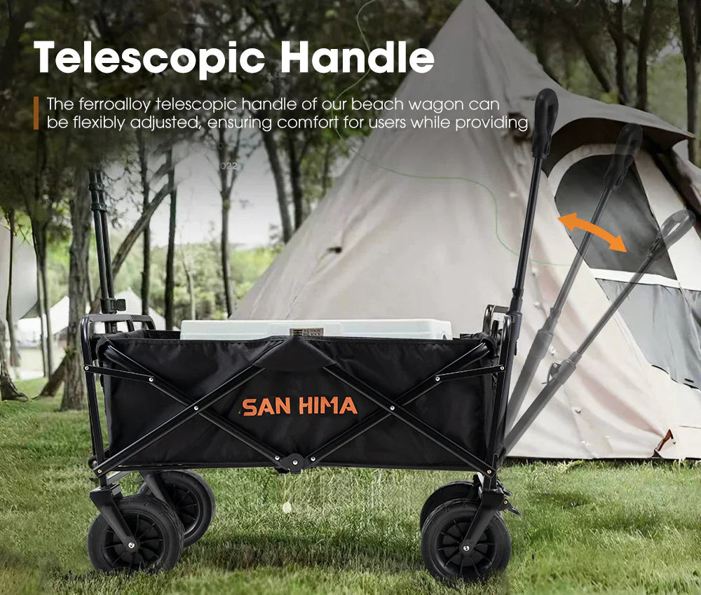 San Hima Folding Camping Wagon 120kg Beach Trolley Garden Cart 360° Wheel - image 6